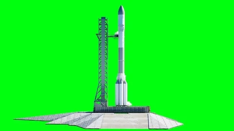 Rocket before the start animation. Space launch system. Realistic 4k animation Stock Footage 84521128