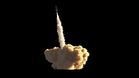 Rocket start on black with alpha mask Stock Footage 71507017