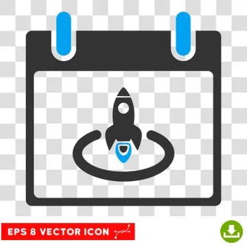 Rocket Start Calendar Day Eps Vector Icon Stock Illustration
