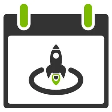 Rocket Start Calendar Day Flat Icon Stock Illustration