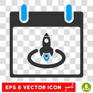 Rocket Start Calendar Page Eps Vector Icon Stock Illustration