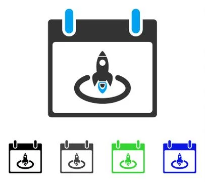 Rocket Start Calendar Page Flat Icon Stock Illustration