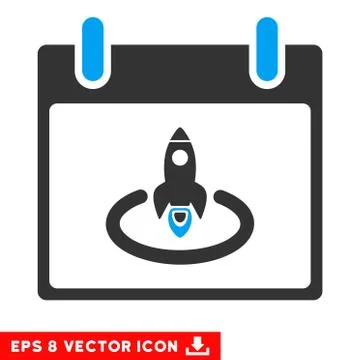 Rocket Start Calendar Page Vector Eps Icon Stock Illustration