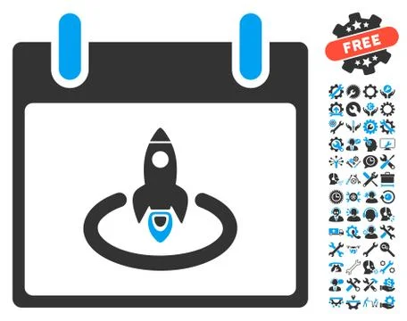Rocket Start Calendar Page Vector Icon With Bonus Stock Illustration