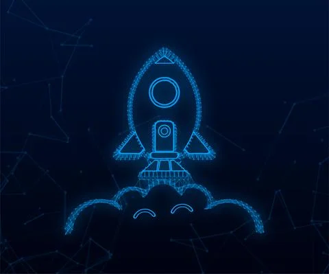 Rocket Start Up Concept. Plexus icon. Vector stock illustration. 스톡 일러스트