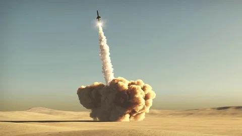 Rocket start from desert Stock Footage 71506710