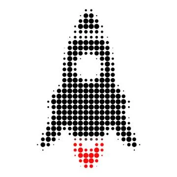 Rocket Start Halftone Dotted Icon Illustrazione stock