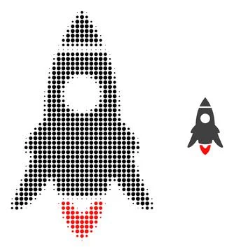 Rocket Start Halftone Dotted Icon Illustrazione stock