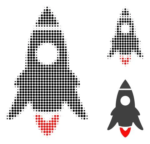 Rocket Start Halftone Dotted Icon Illustrazione stock