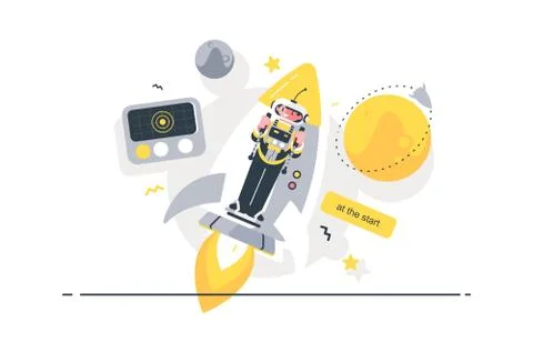 Rocket at the start Stock Illustration