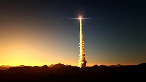 Rocket start on sunset Stock Footage 87222944