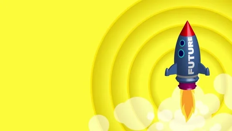 Rocket starts to the future and success. 3D render video for seamless looping. Видео 158569861