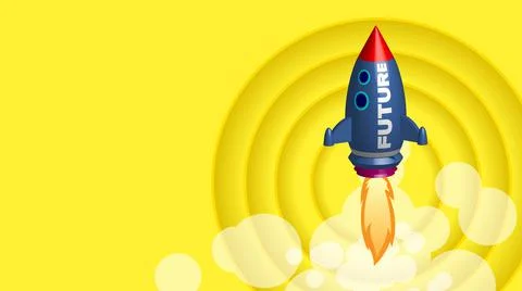 Rocket starts with power to the future and to success - Illustration. Stock Illustration
