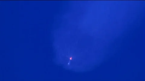 Rocket Starts up for second stage ignition of engine - 2018 Stock Footage 112129899