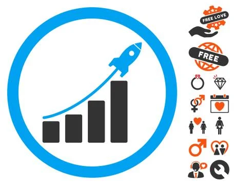 Rocket Startup Bar Chart Pictograph With Bonus Illustrazione stock