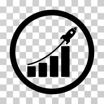 Rocket Startup Bar Chart Vector Icon Illustrazione stock