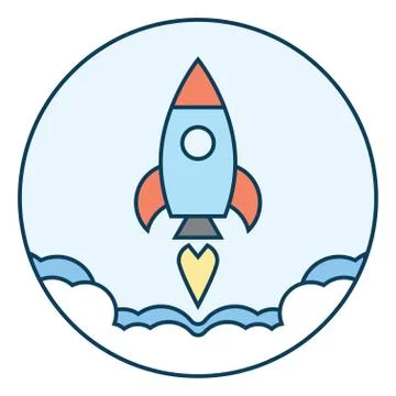 Rocket startup concept project development Stock Illustration