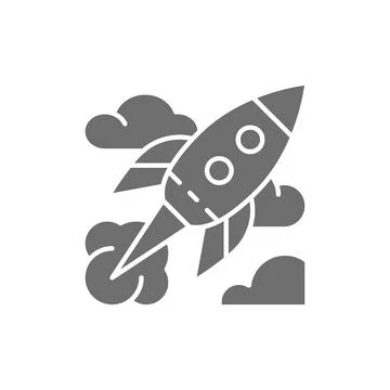 Rocket, startup grey icon. Isolated on white background Illustrazione stock