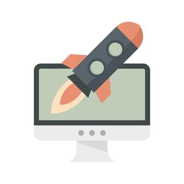 Rocket startup innovation icon flat isolated vector Stock Illustration
