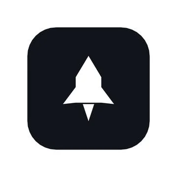 Rocket Startup Launch Icon Black Rounded Square Button Business Finance Symbol Illustrazione stock
