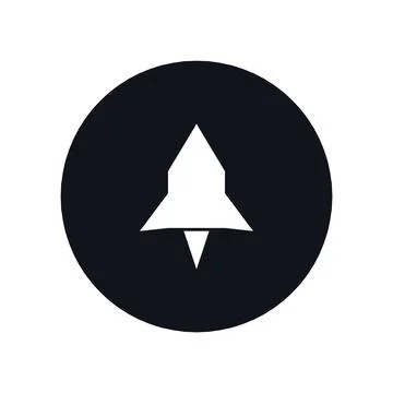 Rocket Startup Launch Icon Black Circle Button Business Finance Symbol Vector Stock Illustration