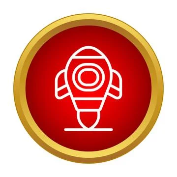 Rocket startup launch icon with golden frame 스톡 일러스트