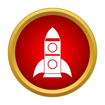 Rocket startup launch icon in red circle Stock Illustration