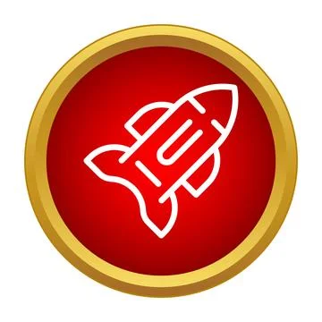 Rocket startup launch icon in red circle Illustrazione stock