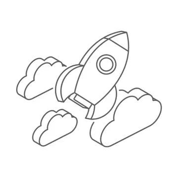 Rocket, startup, launch isometric icon Stock Illustration