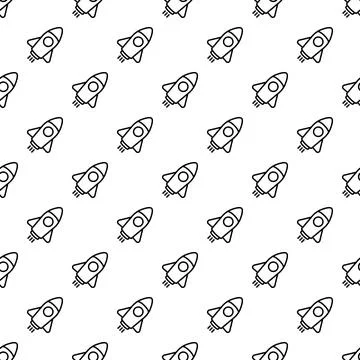 Rocket startup launch seamless pattern background for technology Illustrazione stock