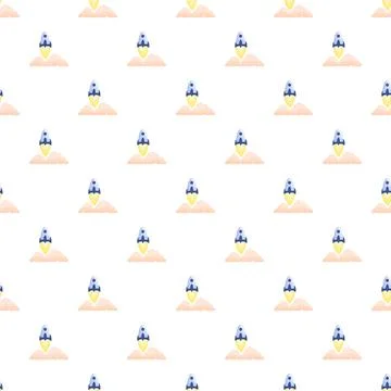 Rocket startup launching progress seamless pattern Illustrazione stock