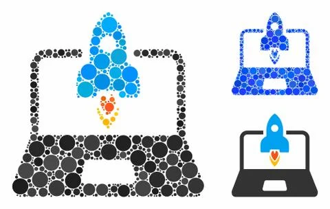 Rocket startup notebook Composition Icon of Round Dots Stock Illustration
