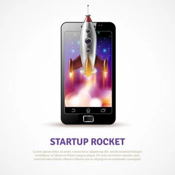 Rocket Startup Poster Stock Illustration