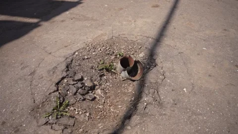 A rocket stuck in asphalt Stock Footage 247376870