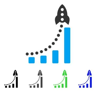 Rocket Success Bar Chart Flat Icon Ilustración de archivo
