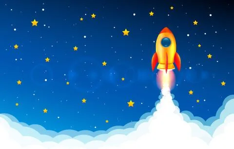 Rocket take off into space, idea start up Stock Illustration