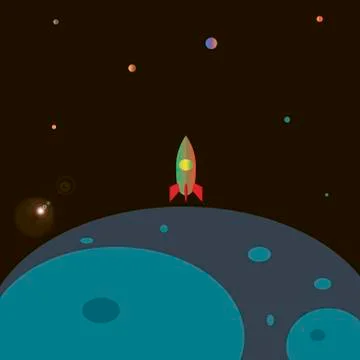 Rocket takes off from the planet Stock Illustration