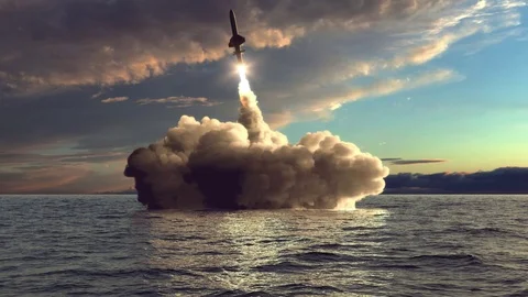 Rocket takes off sunset Stock Footage 70888344