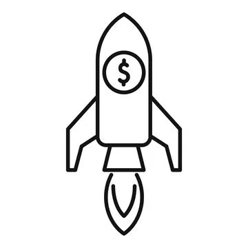 Rocket taking off carrying a coin with dollar symbol for business startup Stock Illustration