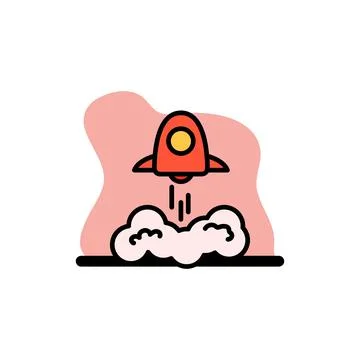 Rocket Taking Off Icon Concept Vector Design Stock Illustration