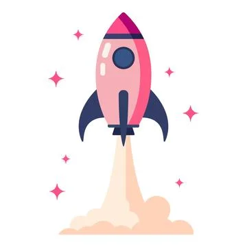 Rocket taking off into space, representing startup launch, innovation, growth 스톡 일러스트