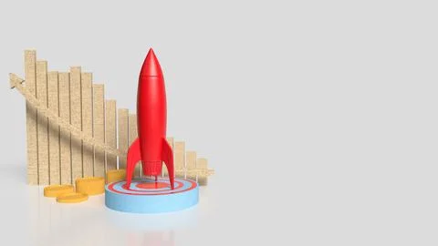 The Rocket on Target point for Business concept 3d Rendering. Stock Illustration