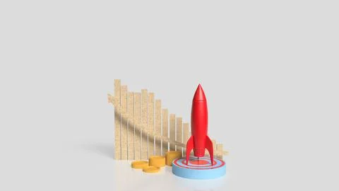 The Rocket on Target point for Business concept 3d Rendering. Stock Illustration