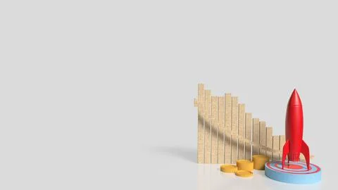 The Rocket on Target point for Business concept 3d Rendering. Stock Illustration