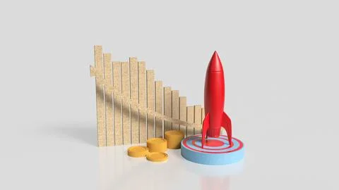 The Rocket on Target point for Business concept 3d Rendering. Stock Illustration