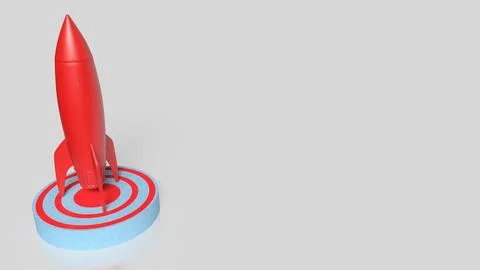 The Rocket on Target point for Business concept 3d Rendering. Stock Illustration