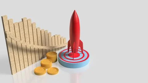 The Rocket on Target point for Business concept 3d Rendering. Stock Illustration