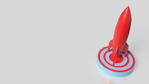The Rocket on Target point for Business concept 3d Rendering. Stock Illustration