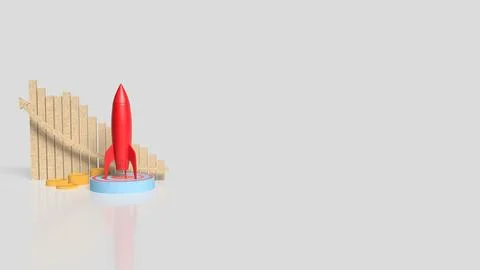 The Rocket on Target point for Business concept 3d Rendering. Stock Illustration