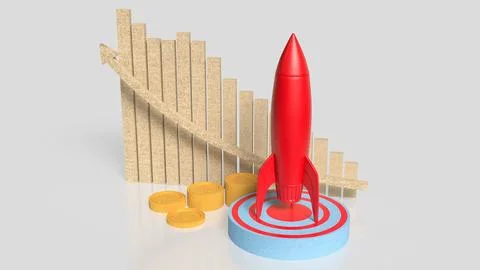 The Rocket on Target point for Business concept 3d Rendering. Stock Illustration